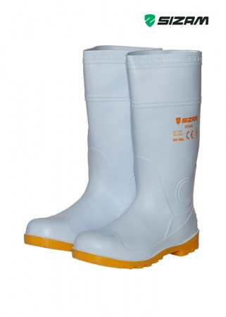 Сапоги OZARK  из ПВХ белые с желтой подошвой из нитрила - вид спереди